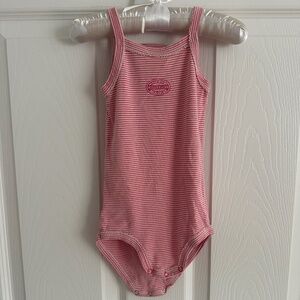 Petit Bateau Pink Body Suit Spaghetti Straps Tank Top for Baby Girl 24 months